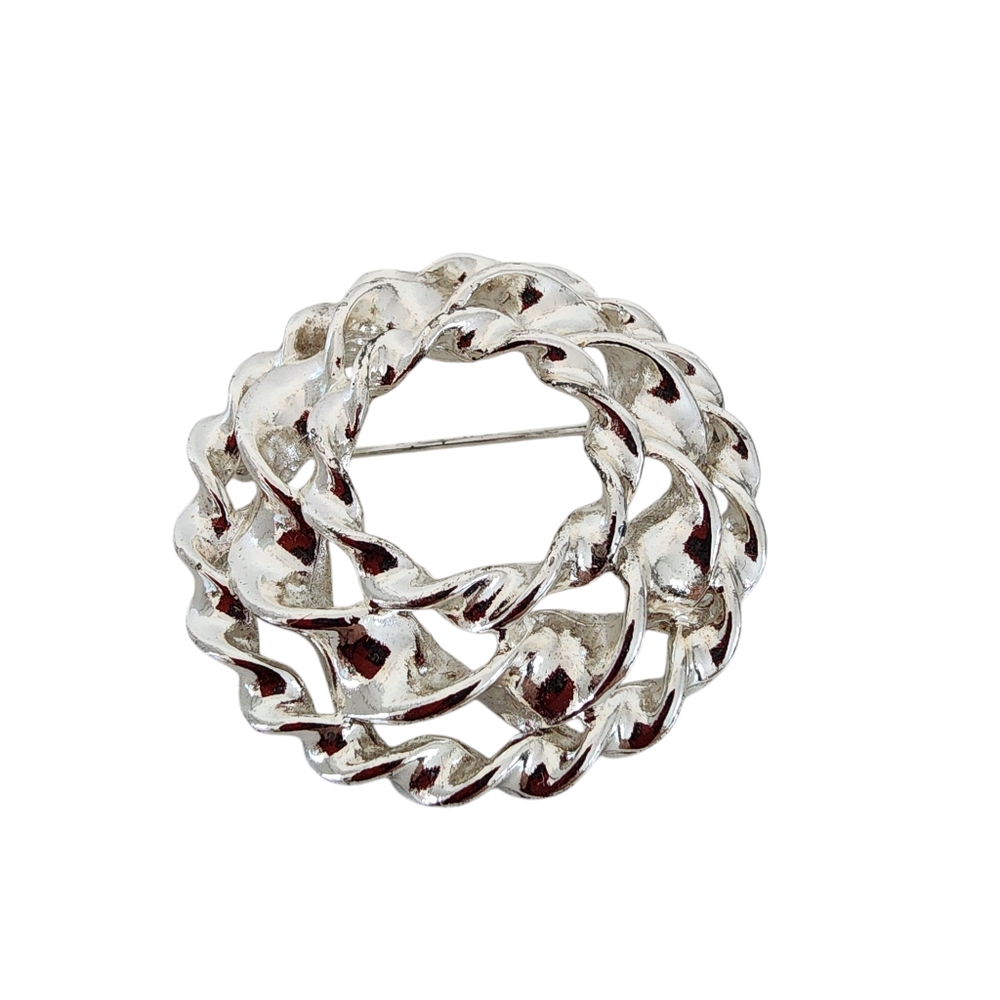 Anne Klein vintage brooch vintage pin retro silver tone - Picture 9 of 12